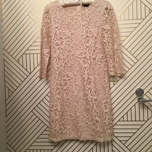 Lace 3/4 length scalloped sleeve dress